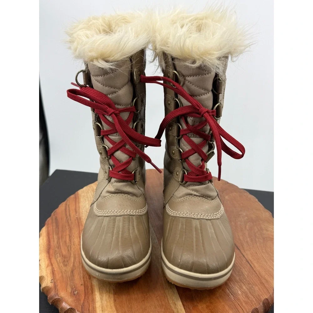 Sorel‎ Tofino II Winter Boots girls 5 Brown Waterproof Quilted Faux Fur NY2419